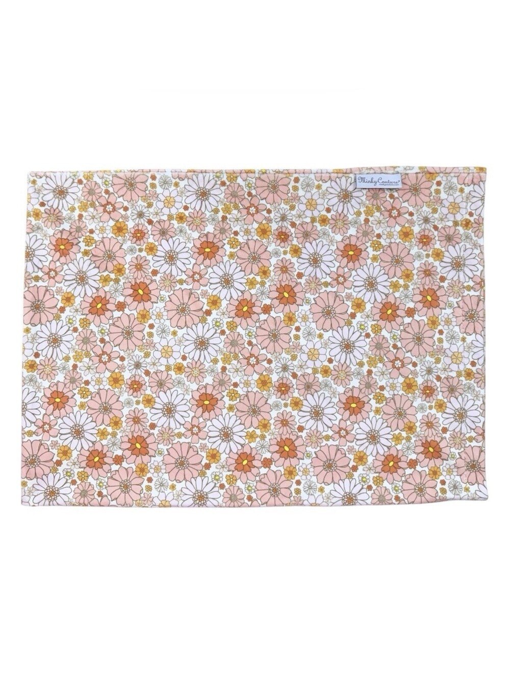(RA) Minky Couture Pillowcase Boho Floral Retro 70s Pink Orange Ultra Plush NWOT
